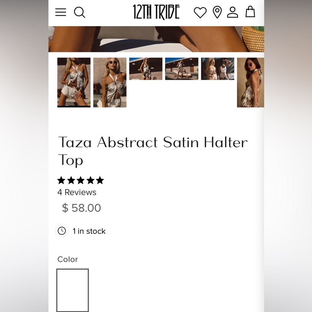 12th Tribe - Taza Abstract Satin Halter Top - Picture 4 of 8